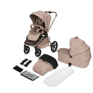 Carucior 2 in 1, Lionelo, Freya, Landou si salteluta ventilate, Pliabil, Reglare spatar-3 pozitii, Suport de picioare-4 pozitii,  Maner reglabil-3 pozitii, Adaptori inclusi compatibili cu Cybex, Maxi-Cosi, Kiddy, Avionaut, Sustine 22 kg, 0luni+, Bej