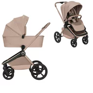 Carucior 2 in 1, Lionelo, Freya, Landou si salteluta ventilate, Pliabil, Reglare spatar-3 pozitii, Suport de picioare-4 pozitii,  Maner reglabil-3 pozitii, Adaptori inclusi compatibili cu Cybex, Maxi-Cosi, Kiddy, Avionaut, Sustine 22 kg, 0luni+, Bej