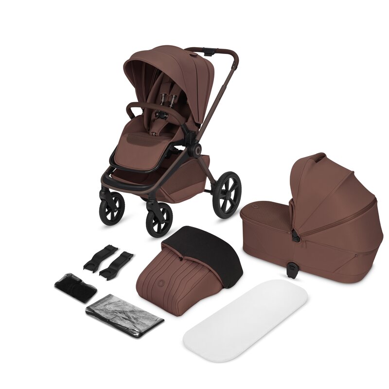 Carucior 2 in 1, Lionelo, Freya, Landou si salteluta ventilate, Pliabil, Reglare spatar-3 pozitii, Suport de picioare-4 pozitii, Maner reglabil-3 pozitii, Adaptori inclusi compatibili cu Cybex, Maxi-Cosi, Kiddy, Avionaut, Sustine 22 kg, 0luni+, Maro