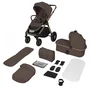 Carucior 2 in 1, Lionelo, Layla, Pana la 22 kg, Cadru aluminiu, Cu landou intarit si salteluta din spuma AirDots, Reversibil, Cu ventilatie 3D, Cu accesorii, EN1888-1-2, EN1466, Maro - 2