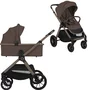 Carucior 2 in 1, Lionelo, Layla, Pana la 22 kg, Cadru aluminiu, Cu landou intarit si salteluta din spuma AirDots, Reversibil, Cu ventilatie 3D, Cu accesorii, EN1888-1-2, EN1466, Maro