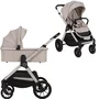 Carucior 2 in 1, Lionelo, Layla, Pana la 22 kg, Cadru aluminiu, Cu landou intarit si salteluta din spuma AirDots, Reversibil, Cu ventilatie 3D, Cu accesorii, EN1888-1, EN1888-2, EN1466, Bej