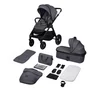 Carucior 2 in 1, Lionelo, Layla, Pana la 22 kg, Cadru aluminiu, Cu landou intarit si salteluta din spuma AirDots, Reversibil, Cu ventilatie 3D, Cu accesorii, EN1888-1, EN1888-2, EN1466, Gri