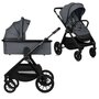 Carucior 2 in 1, Lionelo, Layla, Pana la 22 kg, Cadru aluminiu, Cu landou intarit si salteluta din spuma AirDots, Reversibil, Cu ventilatie 3D, Cu accesorii, EN1888-1, EN1888-2, EN1466, Gri