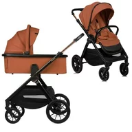 Carucior 2 in 1, Lionelo, Layla, Pana la 22 kg, Cadru aluminiu, Cu landou intarit si salteluta din spuma AirDots, Reversibil, Cu ventilatie 3D, Cu accesorii, EN1888-1, EN1888-2, EN1466, Maro
