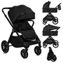 Carucior 2 in 1, Lionelo, Layla, Pana la 22 kg, Cadru aluminiu, Cu landou intarit si salteluta din spuma AirDots, Reversibil, Cu ventilatie 3D, Cu accesorii, EN1888-1, EN1888-2, EN1466, Negru - 5