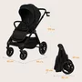 Carucior 2 in 1, Lionelo, Layla, Pana la 22 kg, Cadru aluminiu, Cu landou intarit si salteluta din spuma AirDots, Reversibil, Cu ventilatie 3D, Cu accesorii, EN1888-1, EN1888-2, EN1466, Negru - 46