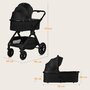 Carucior 2 in 1, Lionelo, Layla, Pana la 22 kg, Cadru aluminiu, Cu landou intarit si salteluta din spuma AirDots, Reversibil, Cu ventilatie 3D, Cu accesorii, EN1888-1, EN1888-2, EN1466, Negru - 46