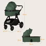 Carucior 2 in 1, Lionelo, Layla, Pana la 22 kg, Cadru aluminiu, Cu landou intarit si salteluta din spuma AirDots, Reversibil, Cu ventilatie 3D, Cu accesorii, EN1888-1, EN1888-2, EN1466, Verde - 43