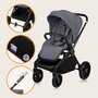 Carucior 2 in 1, Lionelo, Mika Plus, Cadru din aluminiu, Cu landou intarit si salteluta moale, Reversibil, Cu sistem de ventilatie 3D, Cu accesorii, Pana la 22 kg, Conform cu EN1888-1 EN1888-2, EN1466, Gri - 45