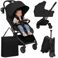 Carucior 2 in 1, Lionelo, Sia Flex, 7.6 kg, Include landou pliabil pe cadru, Ultracompact, Pliere rapida cu o mana, Copertina UPF50+, Cu accesorii incluse, 0-48 luni, Sustine 22 kg, Negru