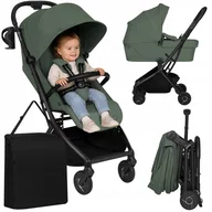 Carucior 2 in 1, Lionelo, Sia Flex, 7.6 kg, Include landou pliabil pe cadru, Ultracompact, Pliere rapida cu o mana, Copertina UPF50+, Cu accesorii incluse, 0-48 luni, Sustine 22 kg, Verde