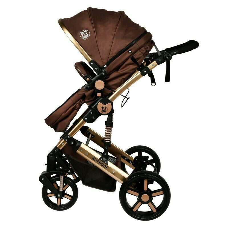 Buf boof - carucior 2 in 1 x2 chocolate gold cadru din aluminiu reversibil