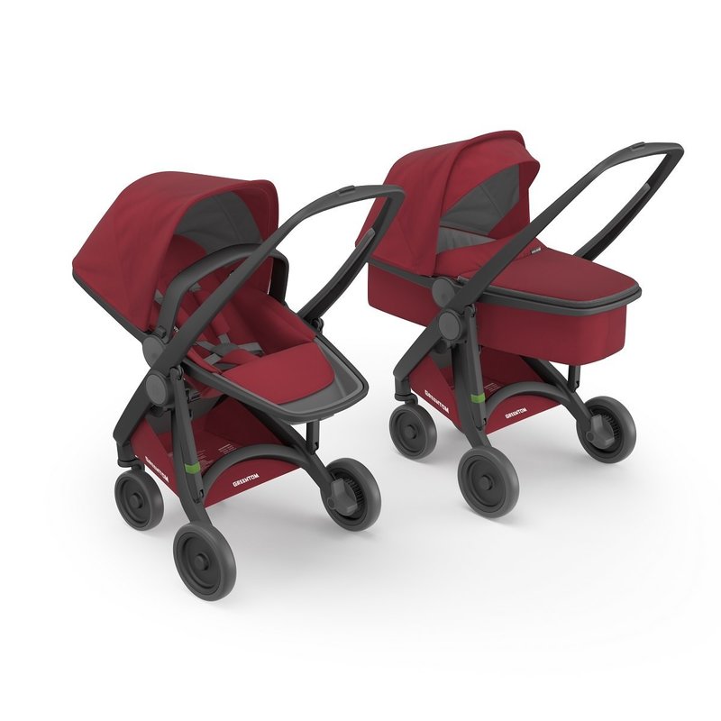 Greentom - carucior 2 in 1 100% ecologic, negru/rosu