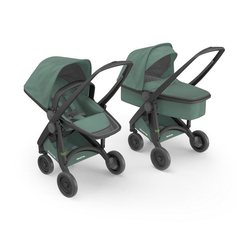 Greentom - carucior 2 in 1 100% ecologic, negru/verde