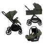 Carucior 3 in 1, FreeON, Zack, Cu cadru din aluminiu, Landou, Scoica auto, Geanta pentru mamici, Conform cu standardele EN 1888:2018 si ECE R129, Olive