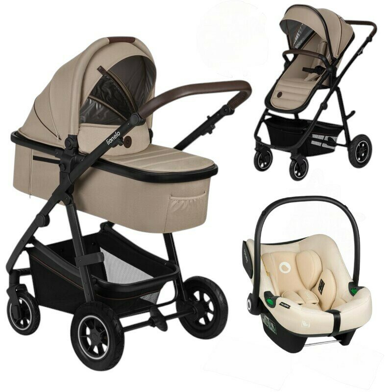 Carucior 3 in 1, Lionelo, Amber, Cu scoica auto testata ADAC, Reversibil, Cu sistem de ventilatie 3D, Cu accesorii, Pana la 22 kg, EN1888-1 EN1888-2 EN1466 ECE R129, Maro - Lionelo - Carucioare 3 in 1 - babyneeds.ro - 2150 RON