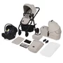 Carucior 3 in 1, Lionelo, Amber Plus, Cadru aluminiu, Cu landou intarit si salteluta moale, Cu scoica auto testata ADAC, Reversibil, Maner ajustabil, Cu accesorii, Cu ventilatie panoramica 3D, Pana la 22 kg, EN1888-1, EN1888-2, EN1466, ECE R129, Bej - 3
