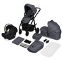 Carucior 3 in 1, Lionelo, Amber Plus, Cadru aluminiu, Cu landou intarit si salteluta moale, Cu scoica auto testata ADAC, Reversibil, Maner ajustabil, Cu accesorii, Cu ventilatie panoramica 3D, Pana la 22 kg, EN1888-1, EN1888-2, EN1466, ECE R129, Gri - 3