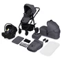 Carucior 3 in 1, Lionelo, Amber Plus, Cadru aluminiu, Cu landou intarit si salteluta moale, Cu scoica auto testata ADAC, Reversibil, Maner ajustabil, Cu accesorii, Cu ventilatie panoramica 3D, Pana la 22 kg, EN1888-1, EN1888-2, EN1466, ECE R129, Gri - 3