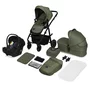 Carucior 3 in 1, Lionelo, Amber Plus, Cadru aluminiu, Cu landou intarit si salteluta moale, Cu scoica auto testata ADAC, Reversibil, Maner ajustabil, Cu accesorii, Cu ventilatie panoramica 3D, Pana la 22 kg, EN1888-1, EN1888-2, EN1466, ECE R129, Verde - 3