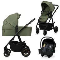 Black Friday - Reduceri Carucior 3 in 1, Lionelo, Amber Plus, Cadru aluminiu, Cu landou intarit si salteluta moale, Cu scoica auto testata ADAC, Reversibil, Maner ajustabil, Cu accesorii, Cu ventilatie panoramica 3D, Pana la 22 kg, EN1888-1, EN1888-2, EN1466, ECE R129, Verde Promotie