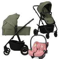 Carucior 3 in 1, Lionelo, Amber Plus, Cu scoica auto Roz testata ADAC, Reversibil, Maner ajustabil, Cu accesorii, Cu ventilatie panoramica 3D, Pana la 22 kg, EN1888-1, EN1888-2, EN1466, ECE R129, Verde