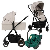 Carucior 3 in 1, Lionelo, Amber Plus, Cu scoica auto Verde testata ADAC, Reversibil, Maner ajustabil, Cu accesorii, Cu ventilatie panoramica 3D, Pana la 22 kg, EN1888-1, EN1888-2, EN1466, ECE R129, Bej