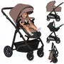 Carucior 3 in 1, Lionelo, Bianka, Transformabil, Cadru aluminiu, Cu landou si salteluta moale, Cu scoica auto, Cu multiple accesorii, Sustine 22 kg, 0 luni+, EN1466:2014+AC:2015, EN1888, Bej Taupe - 3