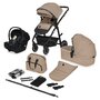 Carucior 3 in 1, Lionelo, Bianka, Transformabil, Cadru aluminiu, Cu landou si salteluta moale, Cu scoica auto testata ADAC, Cu multiple accesorii, Sustine 22 kg, 0 luni+, EN1466:2014+AC:2015, EN1888, Bej - 2