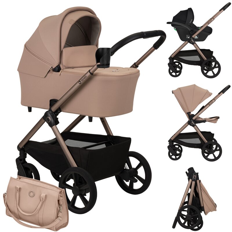 Carucior 3 in 1, Lionelo, Carmine, Cu scoica ADAC, Landou anti-reflux, Salteluta ventilata, Reglare spatar in 3 pozitii, Suport de picioare in 3 pozitii, Maner reglabil in 5 pozitii, Sustine 22 kg, Cu
