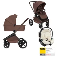 Carucior 3 in 1, Lionelo, Freya, Cu scoica ADAC, Landou si salteluta ventilate, Pliabil, Reglare spatar- 3 pozitii, Suport de picioare- 4 pozitii, Maner- 3 pozitii, Sustine 22 kg, Cu accesorii, 0 luni+, Maro/bej