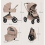 Carucior 3 in 1, Lionelo, Freya, Cu scoica ADAC, Landou si salteluta ventilate, Pliabil,  Reglare spatar in 3 pozitii, Suport de picioare in 4 pozitii, Maner reglabil in 3 pozitii, Sustine 22 kg, Cu accesorii, 0 luni+, Bej - 37