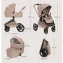 Carucior 3 in 1, Lionelo, Freya, Cu scoica ADAC, Landou si salteluta ventilate, Pliabil,  Reglare spatar in 3 pozitii, Suport de picioare in 4 pozitii, Maner reglabil in 3 pozitii, Sustine 22 kg, Cu accesorii, 0 luni+, Bej - 37