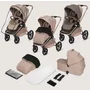 Carucior 3 in 1, Lionelo, Freya, Cu scoica ADAC, Landou si salteluta ventilate, Pliabil,  Reglare spatar in 3 pozitii, Suport de picioare in 4 pozitii, Maner reglabil in 3 pozitii, Sustine 22 kg, Cu accesorii, 0 luni+, Bej - 3