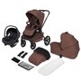 Carucior 3 in 1, Lionelo, Freya, Cu scoica ADAC, Landou si salteluta ventilate, Pliabil,  Reglare spatar in 3 pozitii, Suport de picioare in 4 pozitii, Maner reglabil in 3 pozitii, Sustine 22 kg, Cu accesorii, 0 luni+, Maro