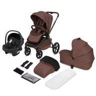 Carucior 3 in 1, Lionelo, Freya, Cu scoica ADAC, Landou si salteluta ventilate, Pliabil,  Reglare spatar in 3 pozitii, Suport de picioare in 4 pozitii, Maner reglabil in 3 pozitii, Sustine 22 kg, Cu accesorii, 0 luni+, Maro