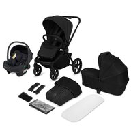 Carucior 3 in 1, Lionelo, Freya, Cu scoica ADAC, Landou si salteluta ventilate, Pliabil,  Reglare spatar in 3 pozitii, Suport de picioare in 4 pozitii, Maner reglabil in 3 pozitii, Sustine 22 kg, Cu accesorii, 0 luni+, Negru