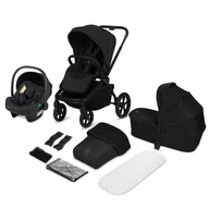 Carucior 3 in 1, Lionelo, Freya, Cu scoica ADAC, Landou si salteluta ventilate, Pliabil,  Reglare spatar in 3 pozitii, Suport de picioare in 4 pozitii, Maner reglabil in 3 pozitii, Sustine 22 kg, Cu accesorii, 0 luni+, Negru