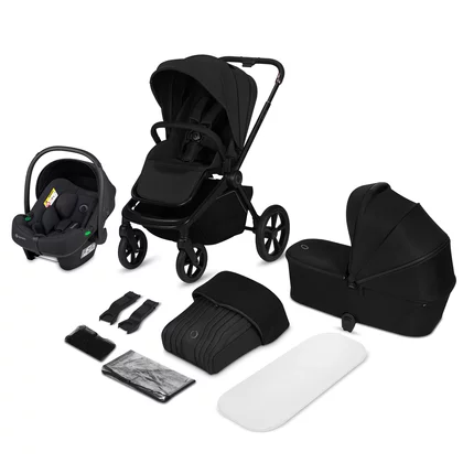 Carucior 3 in 1, Lionelo, Freya, Cu scoica ADAC, Landou si salteluta ventilate, Pliabil,  Reglare spatar in 3 pozitii, Suport de picioare in 4 pozitii, Maner reglabil in 3 pozitii, Sustine 22 kg, Cu accesorii, 0 luni+, Negru