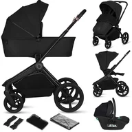 Carucior 3 in 1, Lionelo, Freya, Cu scoica ADAC, Landou si salteluta ventilate, Pliabil,  Reglare spatar in 3 pozitii, Suport de picioare in 4 pozitii, Maner reglabil in 3 pozitii, Sustine 22 kg, Cu accesorii, 0 luni+, Negru