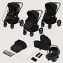 Carucior 3 in 1, Lionelo, Freya, Cu scoica ADAC, Landou si salteluta ventilate, Pliabil,  Reglare spatar in 3 pozitii, Suport de picioare in 4 pozitii, Maner reglabil in 3 pozitii, Sustine 22 kg, Cu accesorii, 0 luni+, Negru - 4