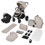 Carucior 3 in 1, Lionelo, Layla, Pana la 22 kg, Cadru aluminiu, Cu landou intarit si salteluta din spuma AirDots, Cu scoica auto testata ADAC, Reversibil, Cu ventilatie 3D, Cu accesorii, EN1888-1, EN1888-2, EN1466, Bej
