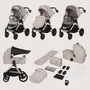 Carucior 3 in 1, Lionelo, Layla, Pana la 22 kg, Cadru aluminiu, Cu landou intarit si salteluta din spuma AirDots, Cu scoica auto testata ADAC, Reversibil, Cu ventilatie 3D, Cu accesorii, EN1888-1, EN1888-2, EN1466, Bej - 5