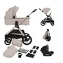 Carucior 3 in 1, Lionelo, Layla, Pana la 22 kg, Cadru aluminiu, Cu landou intarit si salteluta din spuma AirDots, Cu scoica auto testata ADAC, Reversibil, Cu ventilatie 3D, Cu accesorii, EN1888-1, EN1888-2, EN1466, Bej - 4