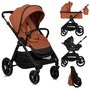 Carucior 3 in 1, Lionelo, Layla, Pana la 22 kg, Cadru aluminiu, Cu landou intarit si salteluta din spuma AirDots, Cu scoica auto testata ADAC, Reversibil, Cu ventilatie 3D, Cu accesorii, EN1888-1, EN1888-2, EN1466, Maro - 5