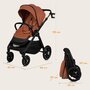 Carucior 3 in 1, Lionelo, Layla, Pana la 22 kg, Cadru aluminiu, Cu landou intarit si salteluta din spuma AirDots, Cu scoica auto testata ADAC, Reversibil, Cu ventilatie 3D, Cu accesorii, EN1888-1, EN1888-2, EN1466, Maro - 46
