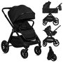 Carucior 3 in 1, Lionelo, Layla, Pana la 22 kg, Cadru aluminiu, Cu landou intarit si salteluta din spuma AirDots, Cu scoica auto testata ADAC, Reversibil, Cu ventilatie 3D, Cu accesorii, EN1888-1, EN1888-2, EN1466, Negru - 5