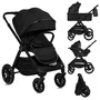 Carucior 3 in 1, Lionelo, Layla, Pana la 22 kg, Cadru aluminiu, Cu landou intarit si salteluta din spuma AirDots, Cu scoica auto testata ADAC, Reversibil, Cu ventilatie 3D, Cu accesorii, EN1888-1, EN1888-2, EN1466, Negru - 5