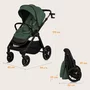 Carucior 3 in 1, Lionelo, Layla, Pana la 22 kg, Cadru aluminiu, Cu landou intarit si salteluta din spuma AirDots, Cu scoica auto testata ADAC, Reversibil, Cu ventilatie 3D, Cu accesorii, EN1888-1, EN1888-2, EN1466, Verde - 46
